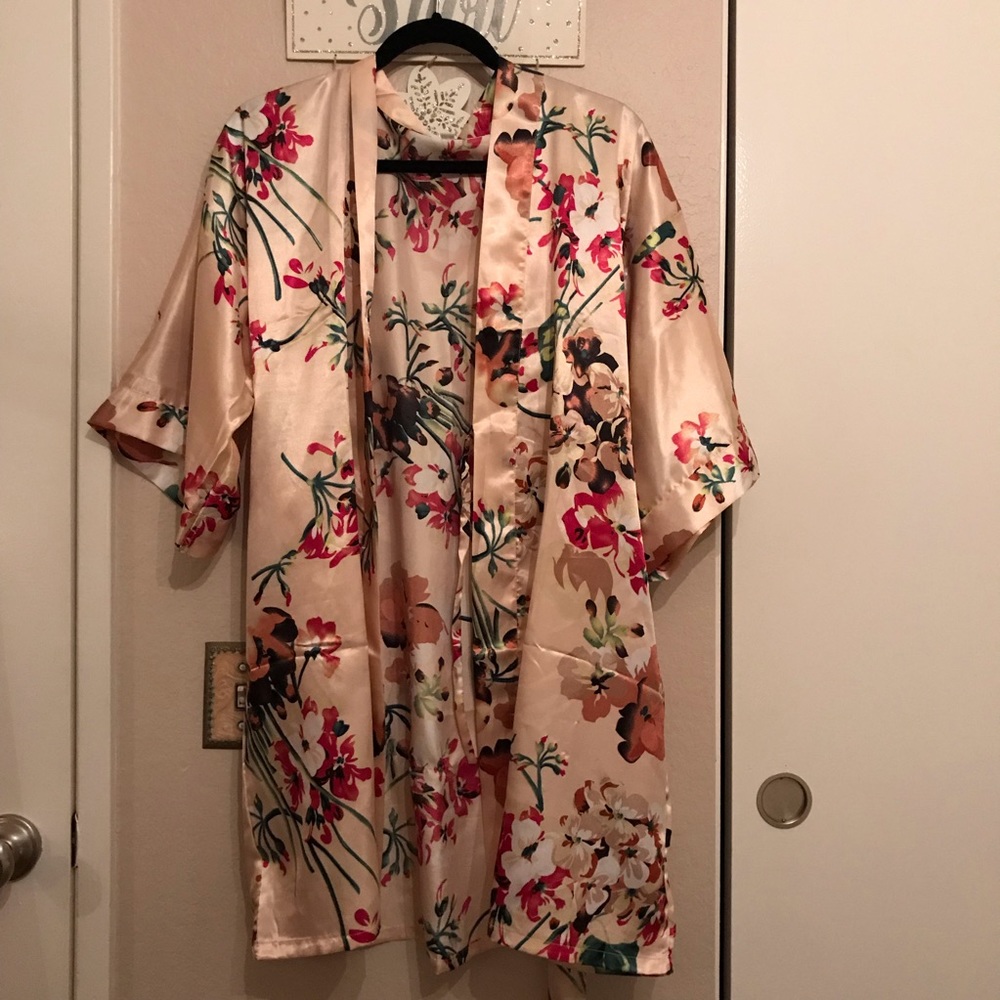 floral silk robe